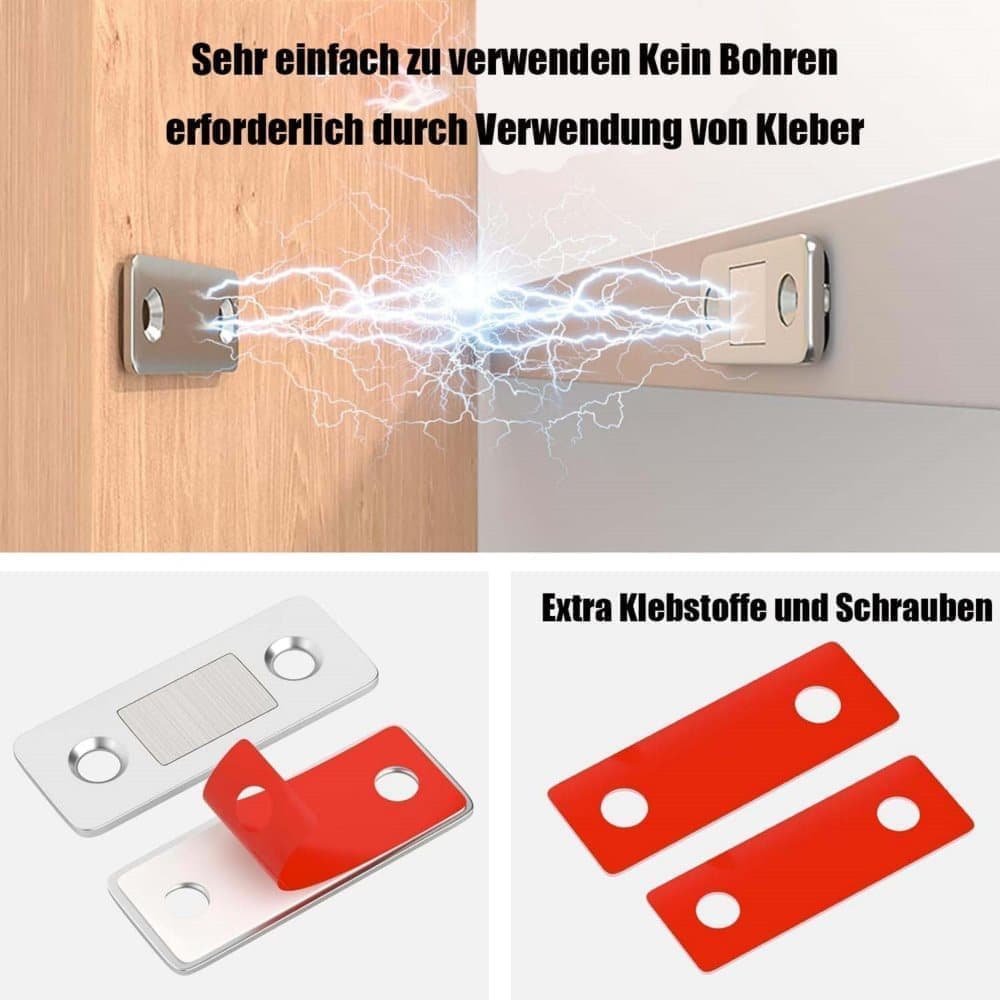 8-Pack Strong Magnetic Locks Stainless Steel Invisible Door Locks, Compatible with Doors Windows Cabinets Drawers, 2.36\ - Image 2