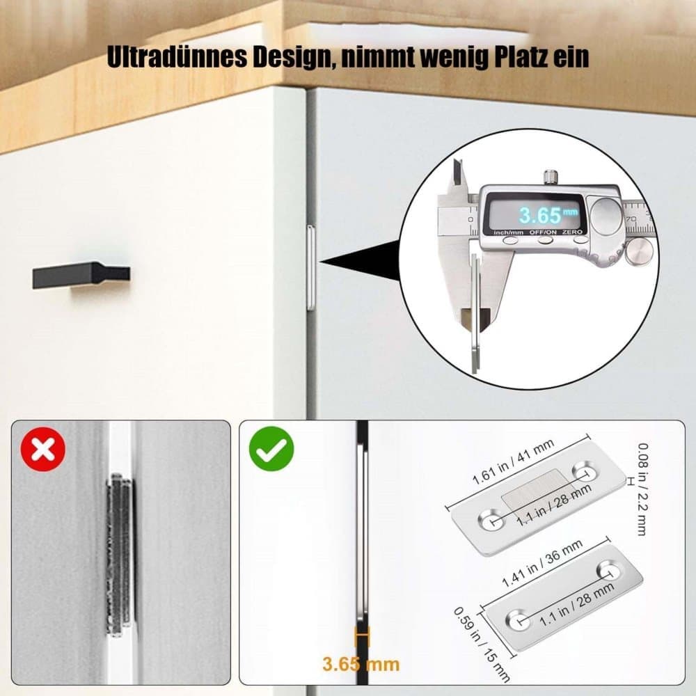 8-Pack Strong Magnetic Locks Stainless Steel Invisible Door Locks, Compatible with Doors Windows Cabinets Drawers, 2.36\ - Image 4