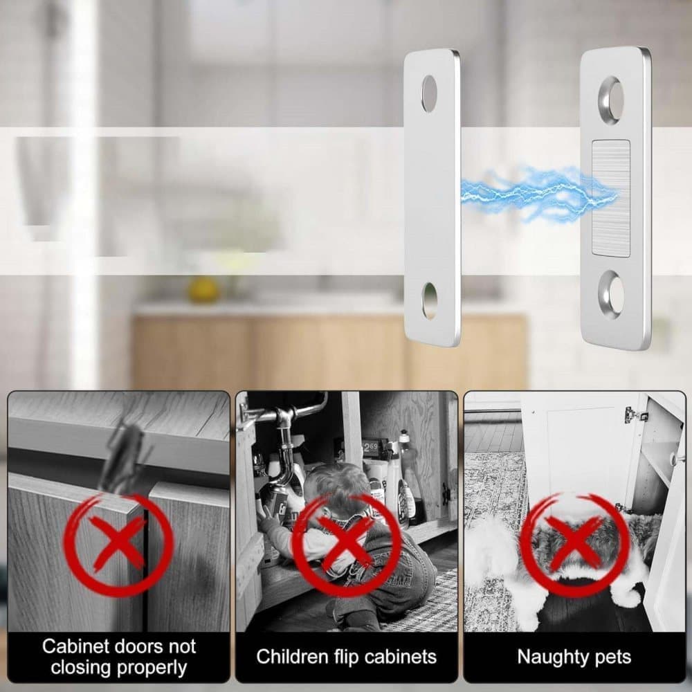 8-Pack Strong Magnetic Locks Stainless Steel Invisible Door Locks, Compatible with Doors Windows Cabinets Drawers, 2.36\ - Image 6