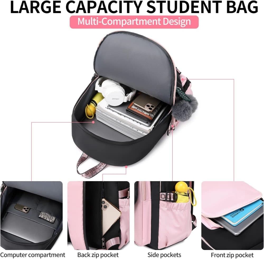 Children Backpack for School, Waterproof Durable Large Capacity Backpack for Kids Teens, Comfortable to Carry, Pink - Image 5