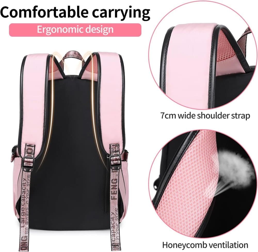 Children Backpack for School, Waterproof Durable Large Capacity Backpack for Kids Teens, Comfortable to Carry, Pink - Image 6