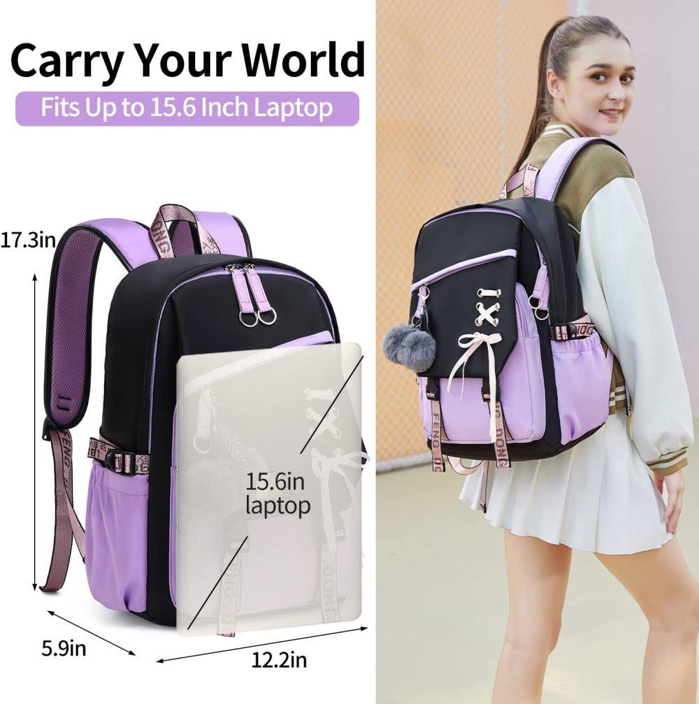 Waterproof Children Backpack for School, Durable Large Capacity Comfortable to Carry, Purple - Image 2