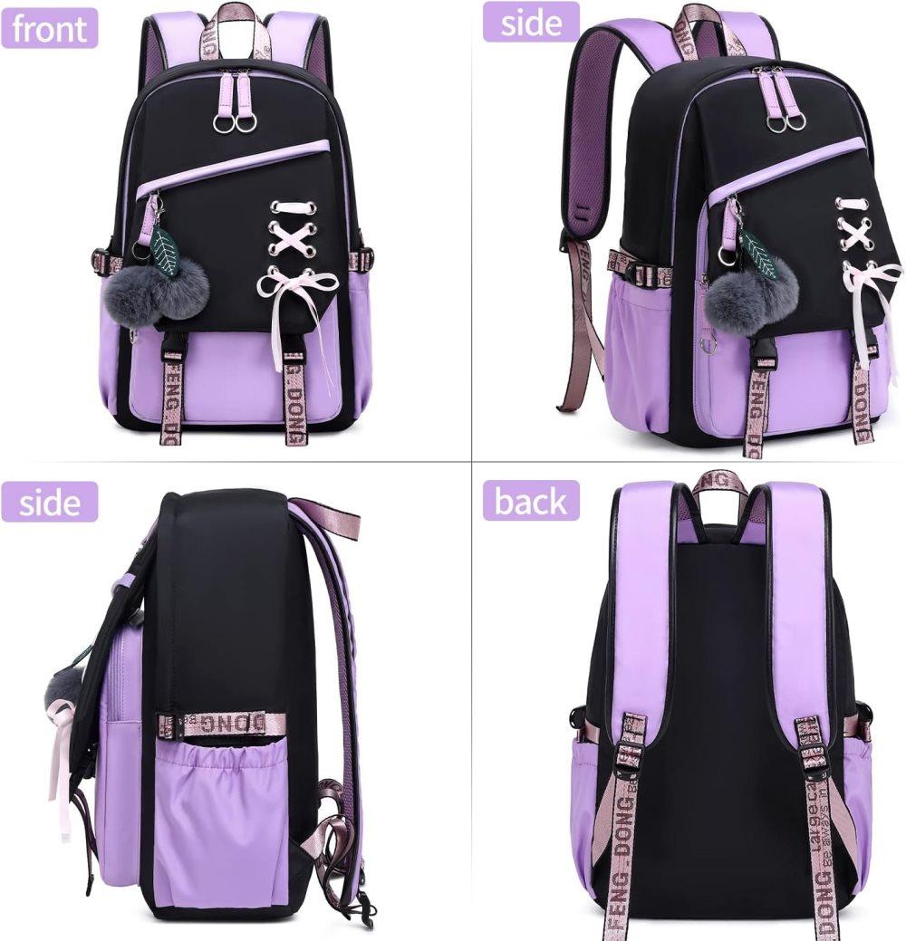 Waterproof Children Backpack for School, Durable Large Capacity Comfortable to Carry, Purple - Image 3