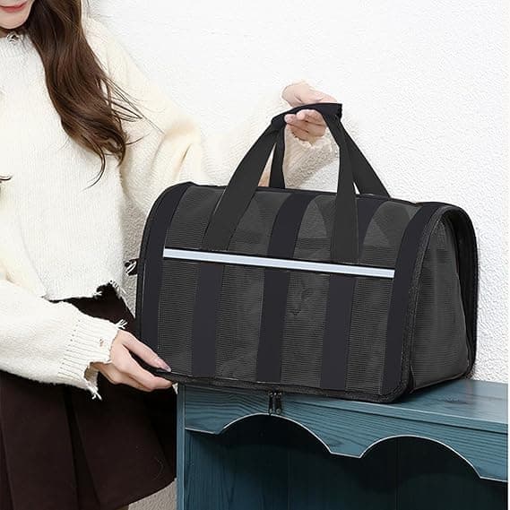 1 Pack Foldable Pet Carrier Bag for Cats and Dogs, Soft Breathable Travel Bag, Black, L - Image 2