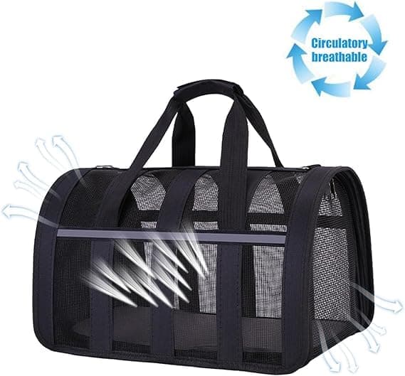 1 Pack Foldable Pet Carrier Bag for Cats and Dogs, Soft Breathable Travel Bag, Black, L - Image 3