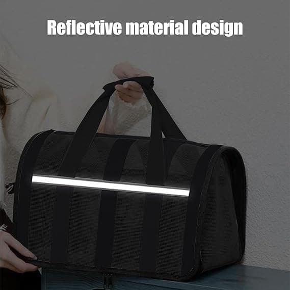 1 Pack Foldable Pet Carrier Bag for Cats and Dogs, Soft Breathable Travel Bag, Black, L - Image 4