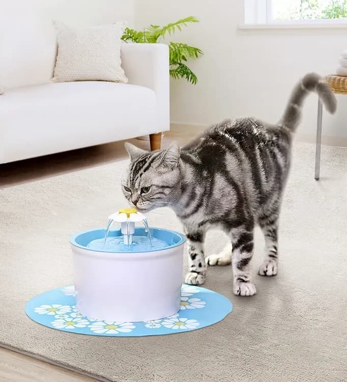 1.6L Pet Water Fountain for Cats and Dogs, Round, 15.5 x 15.5 x 10.5cm, Blue - Image 4