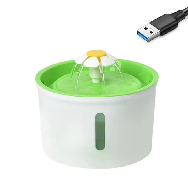 1.6L Round Pet Water Fountain for Cats and Dogs, Green - Image 1