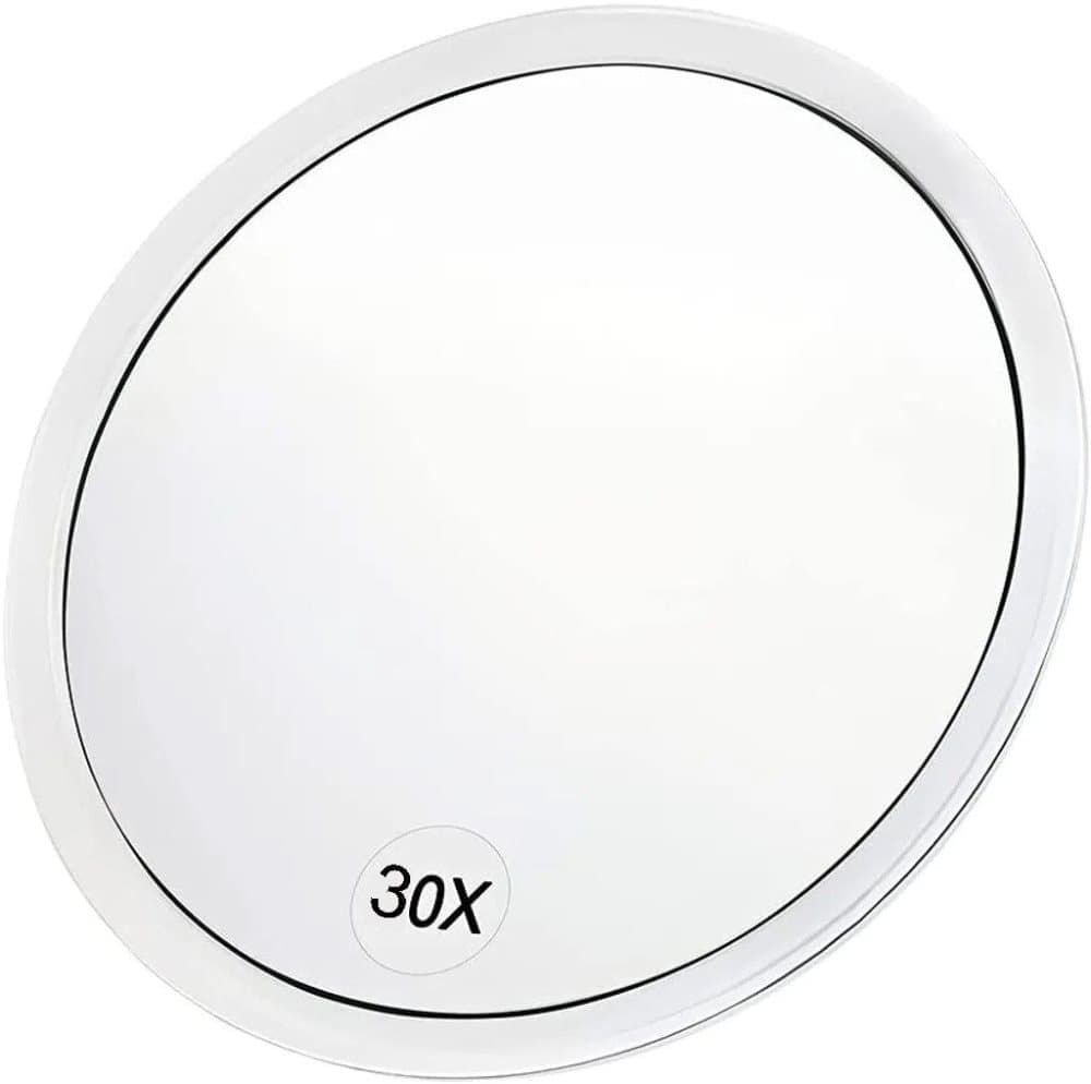 20X/30X Magnification Makeup Mirror with Tweezers, White, 30X - Image 1