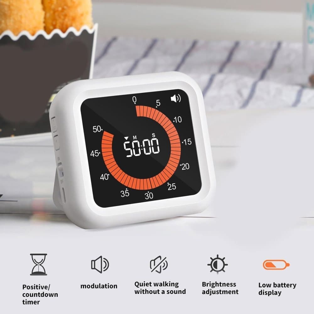 Rechargeable Visual Timer with Magnet and Stand, Adjustable Volume, 11 Hours 59 Minutes - Image 3