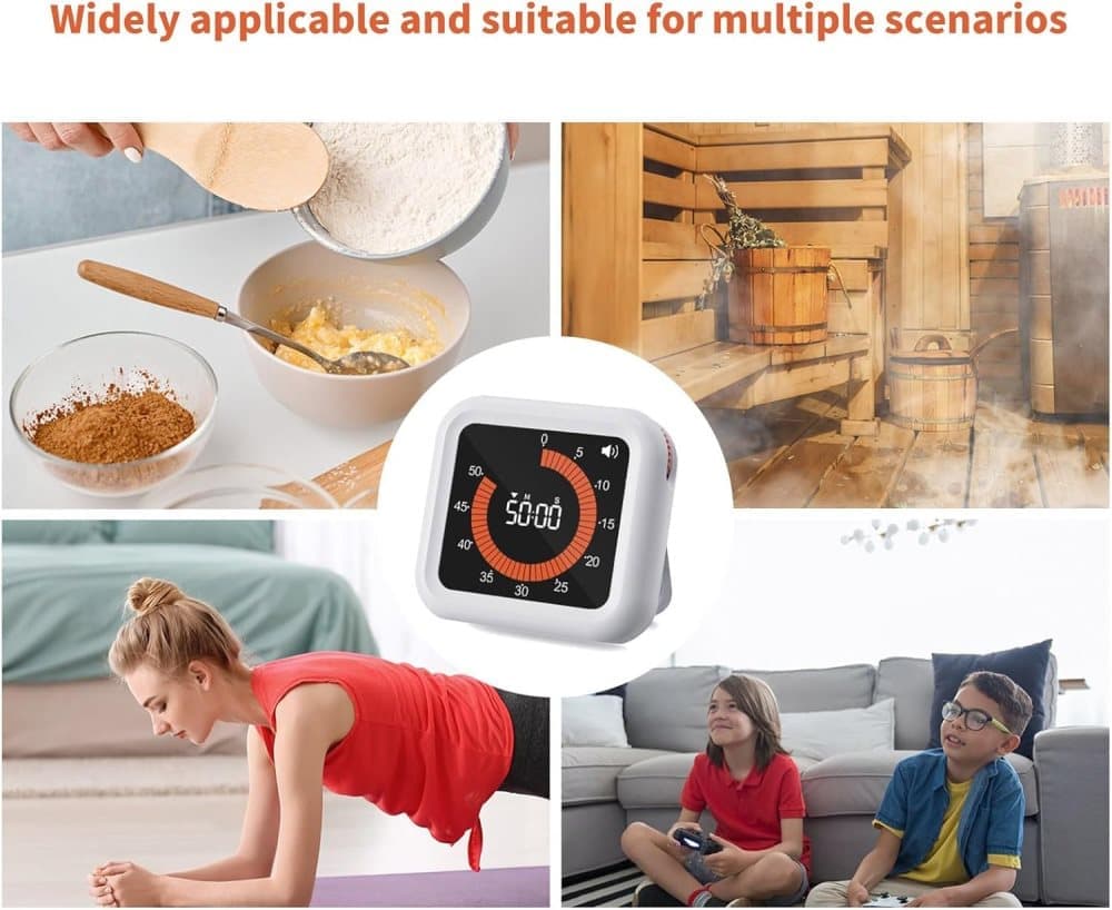 Rechargeable Visual Timer with Magnet and Stand, Adjustable Volume, 11 Hours 59 Minutes - Image 6