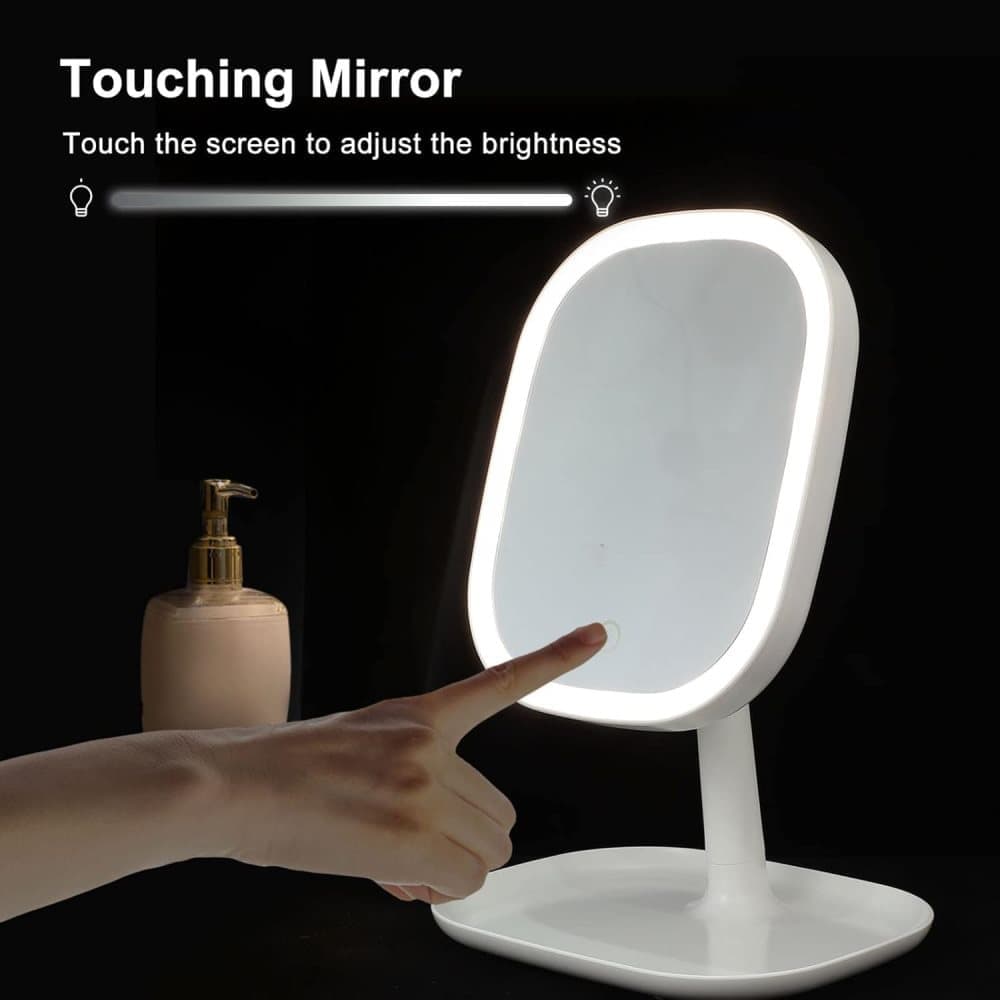 LED Makeup Mirror Rechargeable with Touch Control 3 Colors Dimmable 360 Adjustable, White - Image 3
