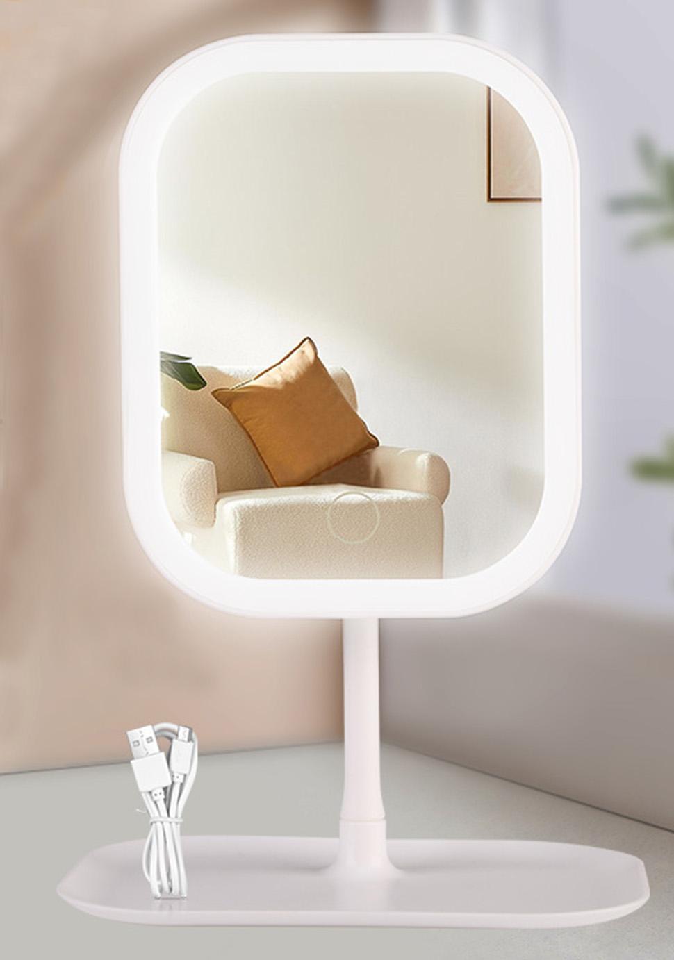 LED Makeup Mirror Rechargeable with Touch Control 3 Colors Dimmable 360 Adjustable, White - Image 6