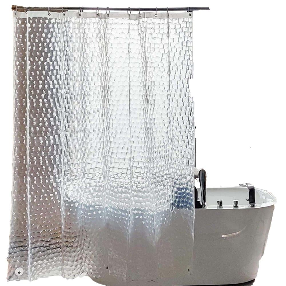 Waterproof Shower Curtain with Bottom Magnet and Weight, Pebble Pattern Transparent, 180x180 cm - Image 1