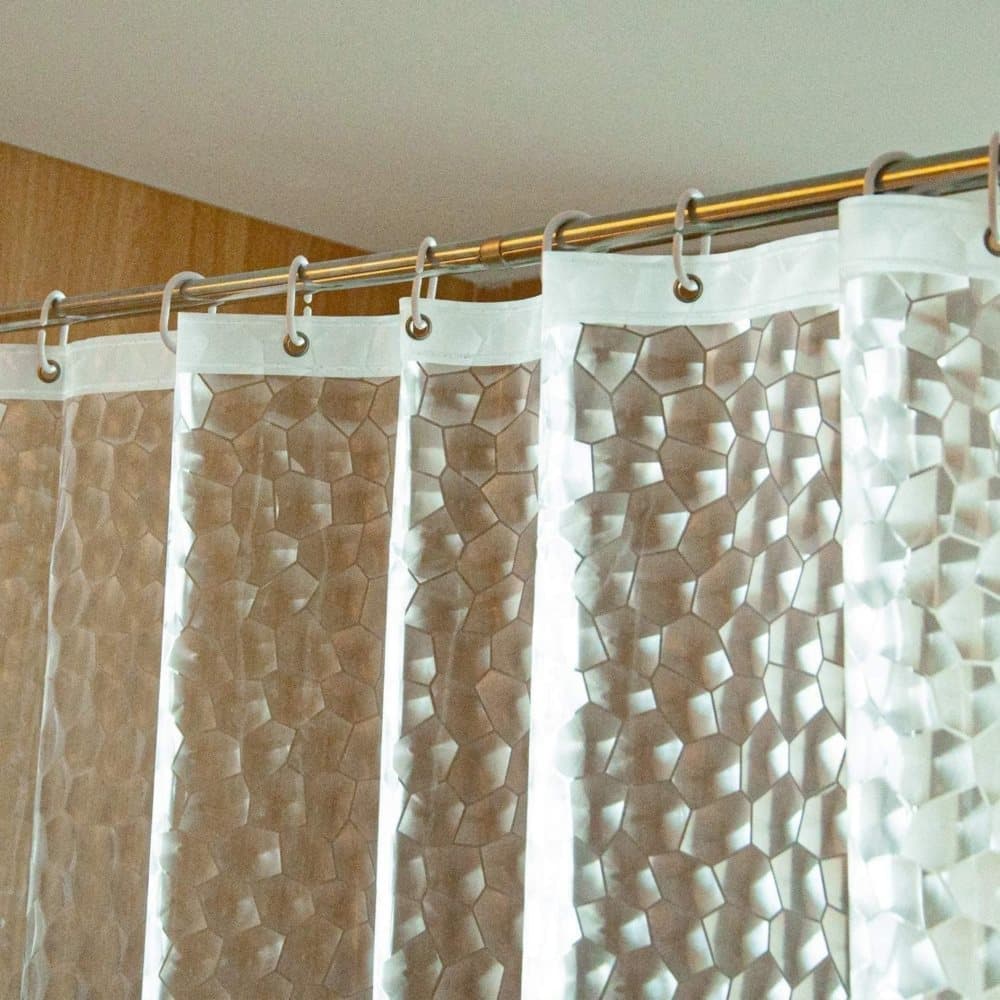 Waterproof Shower Curtain with Bottom Magnet and Weight, Pebble Pattern Transparent, 180x180 cm - Image 5