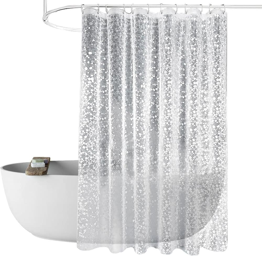 Waterproof Shower Curtain with Bottom Magnet and Weight Pebble Pattern, 180x180 cm - Image 1