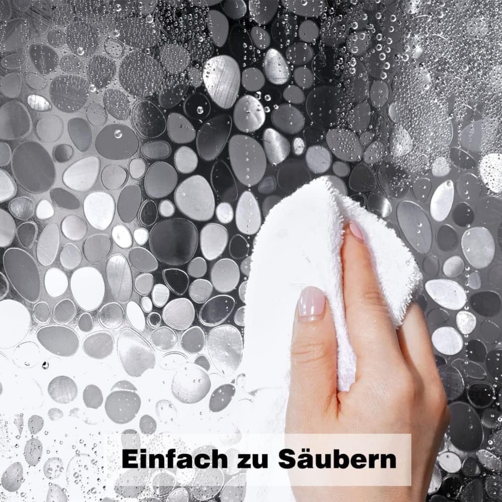 Waterproof Shower Curtain with Bottom Magnet and Weight Pebble Pattern, 180x180 cm - Image 2