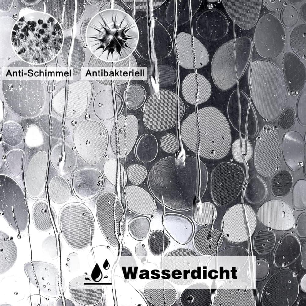 Waterproof Shower Curtain with Bottom Magnet and Weight Pebble Pattern, 180x180 cm - Image 4