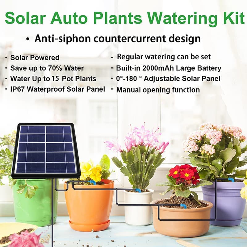 15m Solar Irrigation System with Timer, Automatic Drip Kit, Anti-Siphon, for Garden Greenhouse Vegetables - Image 4