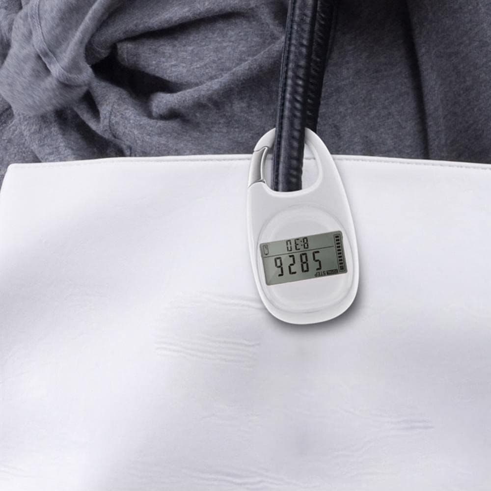 3D Pedometer with LED Display for Running and Walking, Portable Step Counter with Climbing Carabiners, White - Image 6