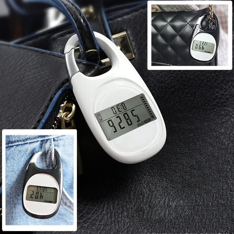3D Pedometer with LED Display for Running and Walking, Portable Step Counter with Climbing Carabiners, White - Image 7