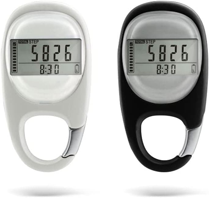 3D Pedometer with LED Display for Running and Walking, Portable Step Counter with Climbing Carabiners, White - Image 8