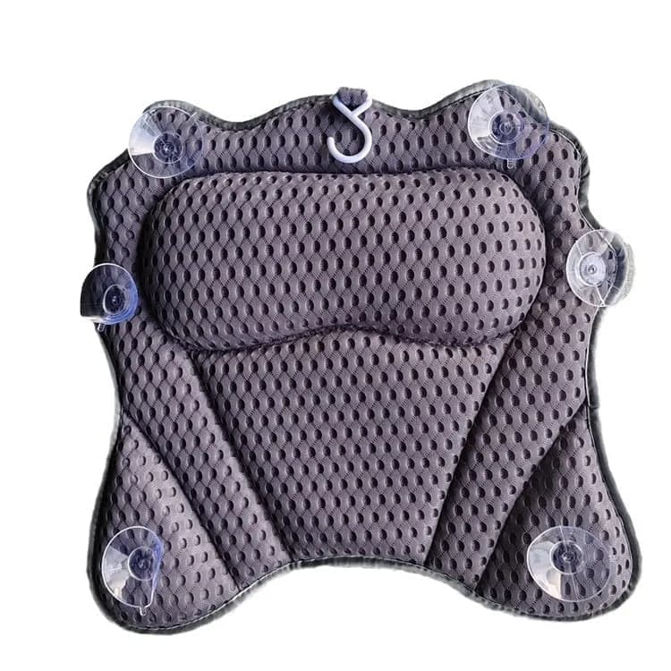 6-Pack Ergonomic Bathtub Pillow with 6 Strong Suction Cups, Support for Head Neck Shoulders & Back, 4D Design, Gray - Image 7