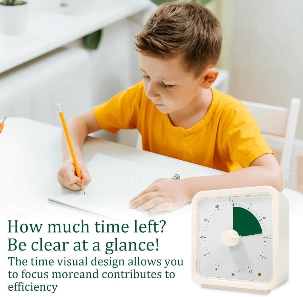 60 Minute Visual Timer for Kids Learning Classrooms Meetings, Adjustable Volume with Magnet, Dark Green - Image 3