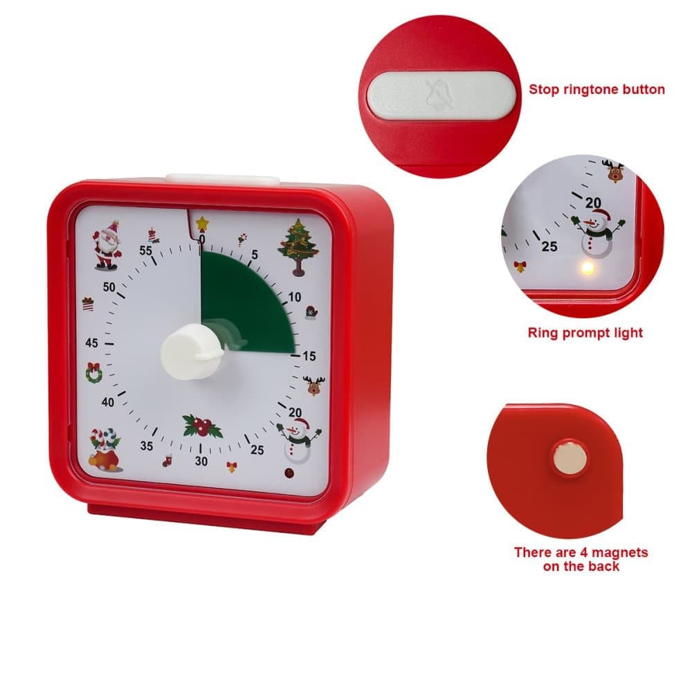 60 Minute Visual Timer for Kids Learning Classrooms Meetings, Adjustable Volume with Magnet, Red - Image 3
