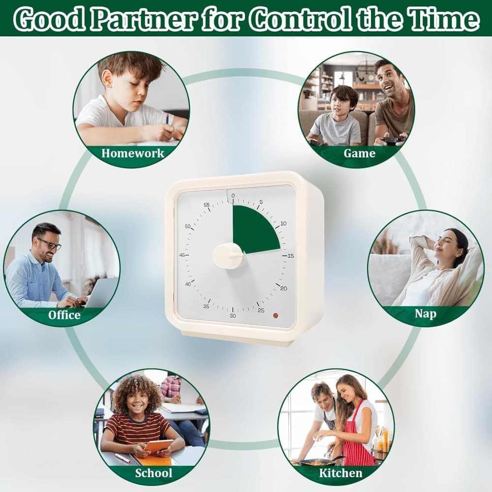 60 Minute Visual Timer for Kids Learning Classrooms Meetings, Adjustable Volume with Magnet, Blue - Image 5