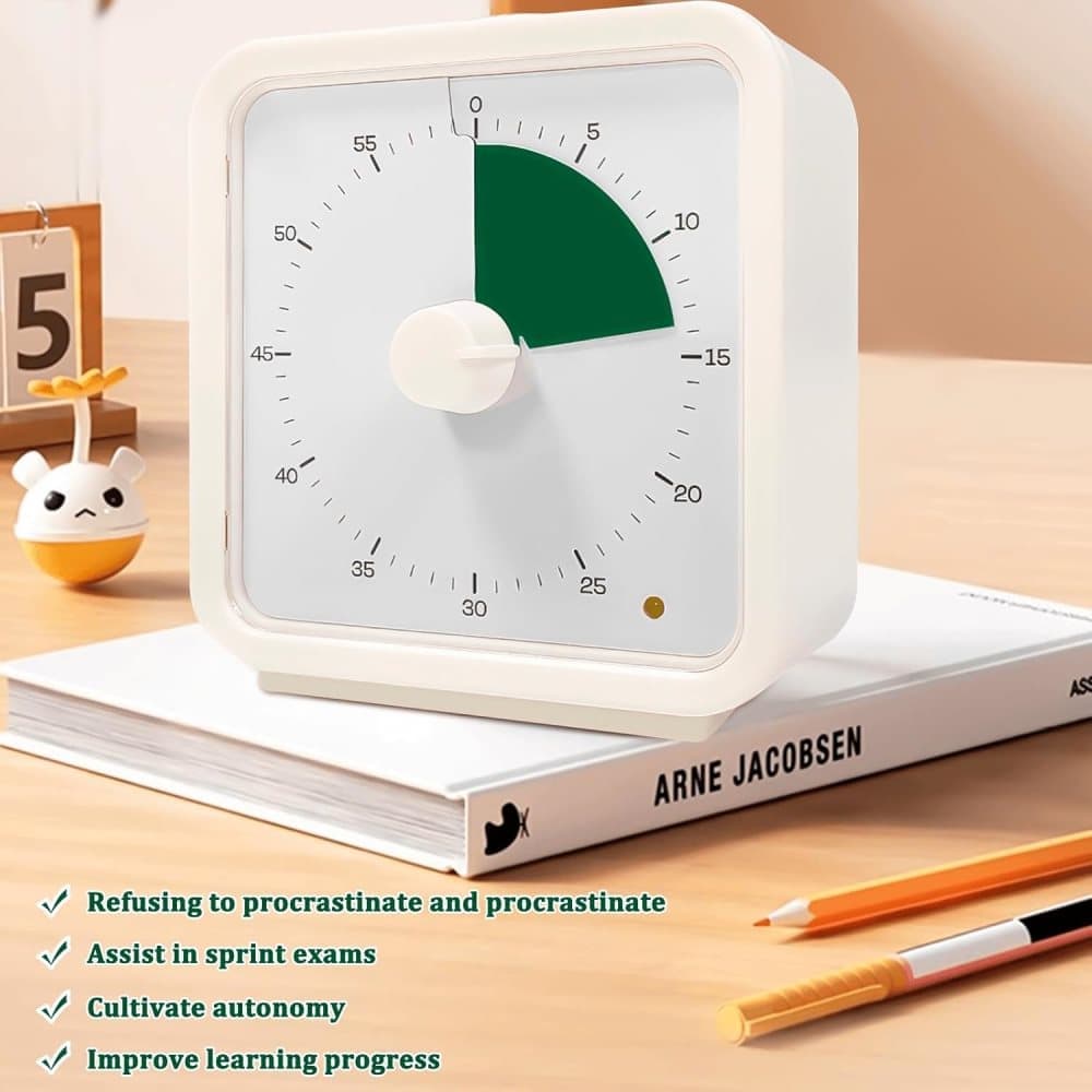 60 Minute Visual Timer for Kids, Adjustable Volume with Magnet, Yellow, 6.3 x 2.4 x 2.4 inches - Image 4