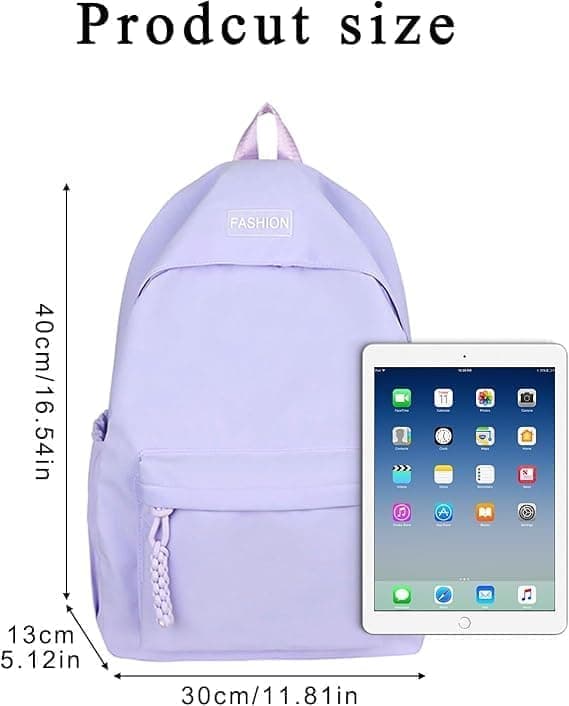 Waterproof School Backpack for Travel, Unisex Student Bag Purple - Image 2