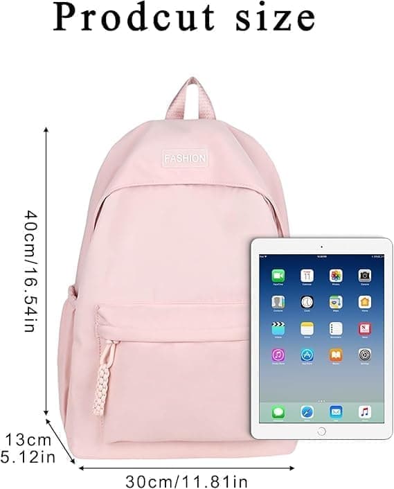 Waterproof School Backpack for Travel, Unisex Student Bag, Pink - Image 2