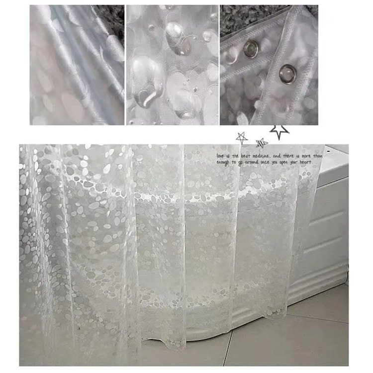 1.8m Waterproof Shower Curtain Lining Pebble Pattern Transparent Odorless for Bathroom, 180x200cm - Image 3