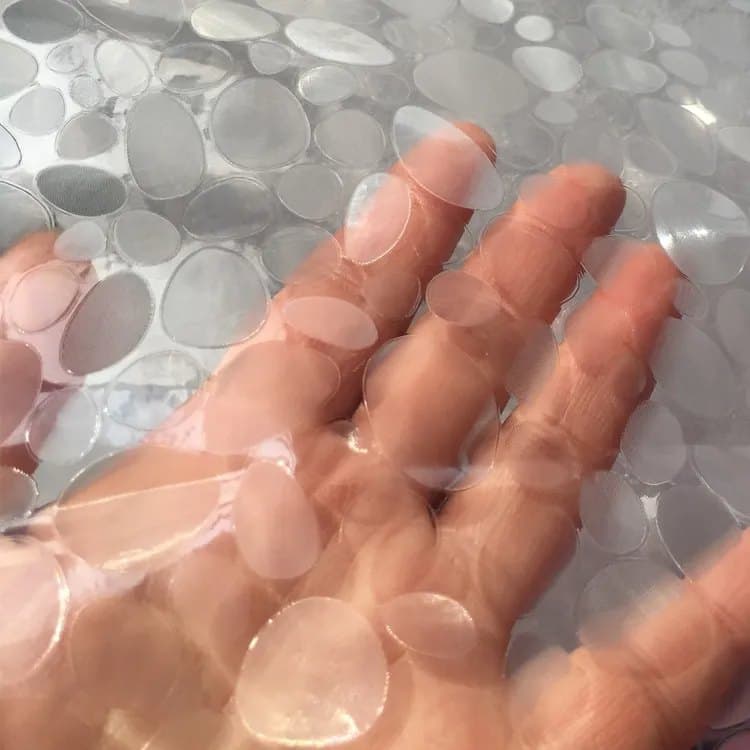 1.8m Waterproof Shower Curtain Lining Pebble Pattern Transparent Odorless for Bathroom, 180x200cm - Image 5