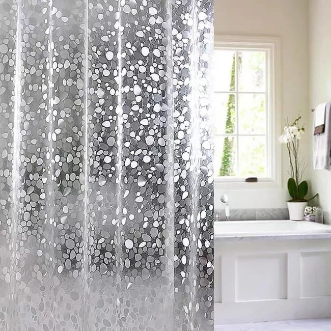 Shower Curtain Lining Pebble Pattern Transparent Waterproof Odorless, 1.5/1.8/2x1.8m, 150×180cm - Image 1