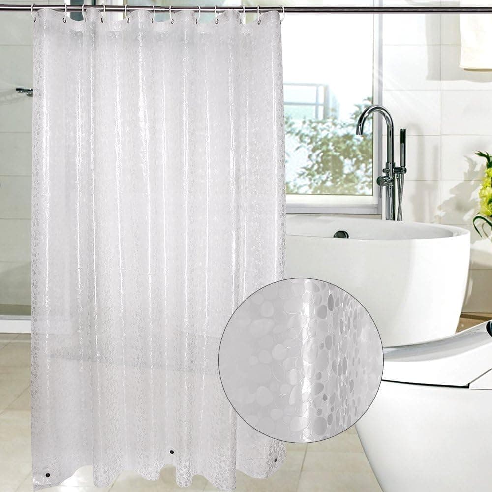 Shower Curtain Lining Pebble Pattern Transparent Waterproof Odorless, 1.5/1.8/2x1.8m, 150×180cm - Image 8