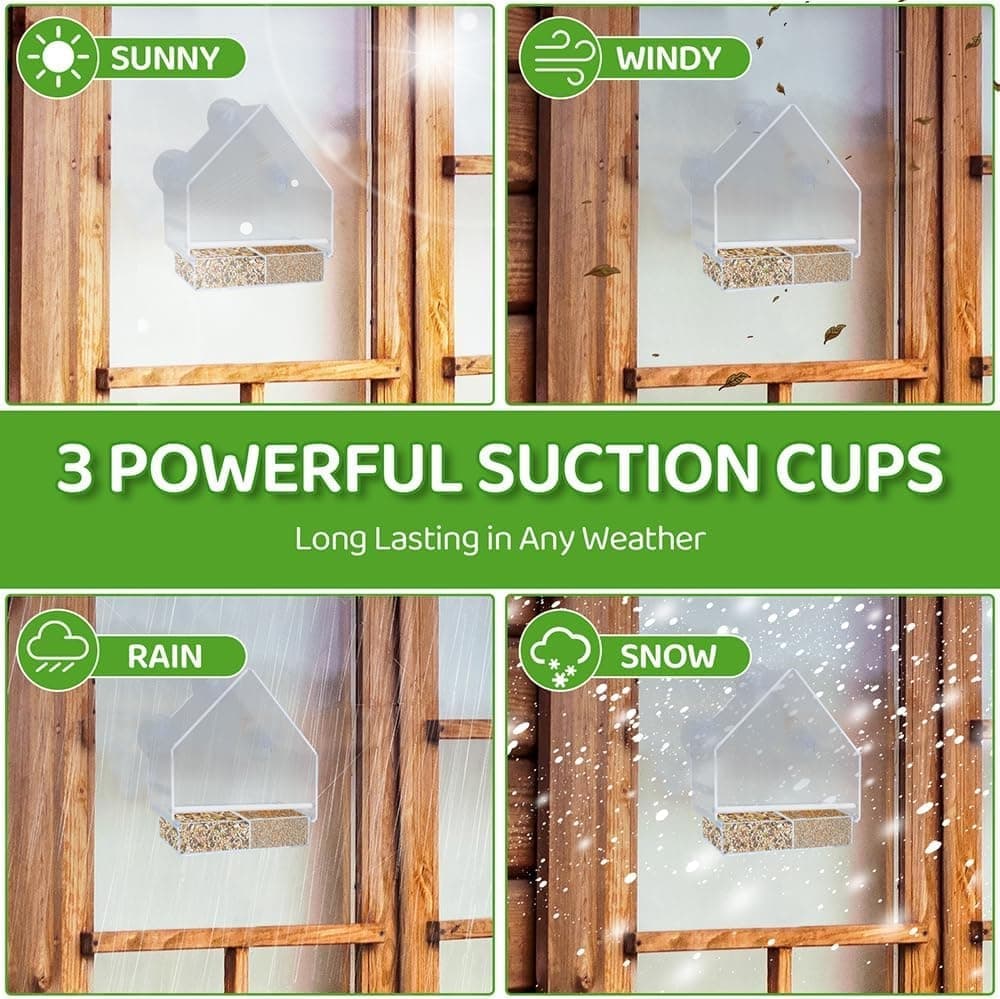 Acrylic bird feeder with suction cup bird bath and food bowl, 15x5.5x16 cm - Image 8