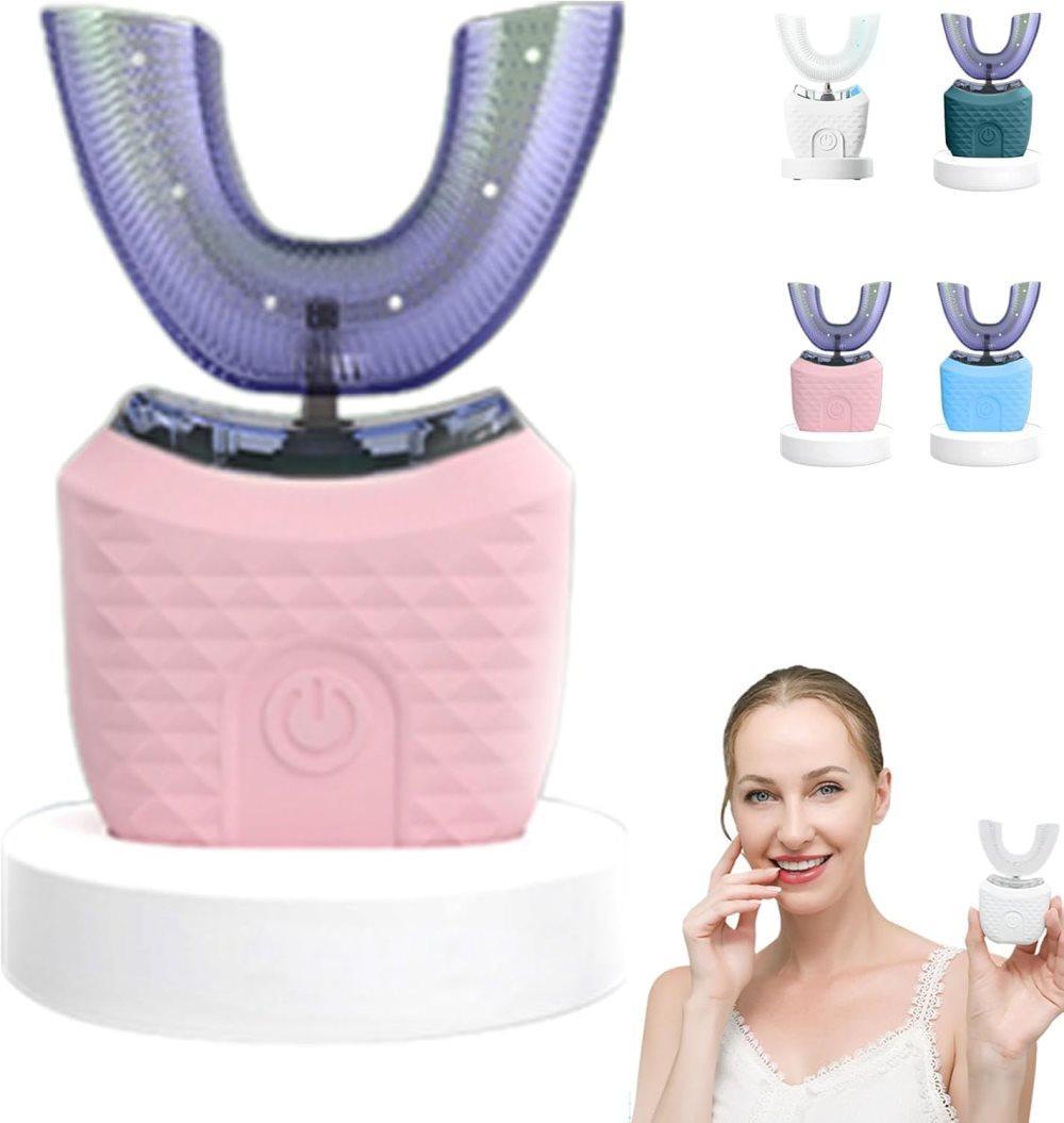 360° U-Shaped Electric Toothbrush with 3 Cleaning Modes, IPX7 Waterproof, Automatic Ultrasonic Tooth Cleaner, Compatible with Oral-B, Pink - Image 1