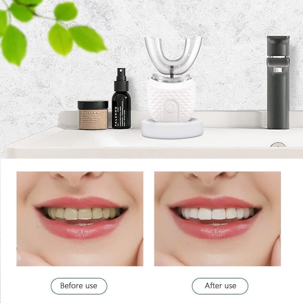 360° U-Shaped Electric Toothbrush with 3 Cleaning Modes, IPX7 Waterproof, Automatic Ultrasonic Tooth Cleaner, Compatible with Oral-B, Pink - Image 3