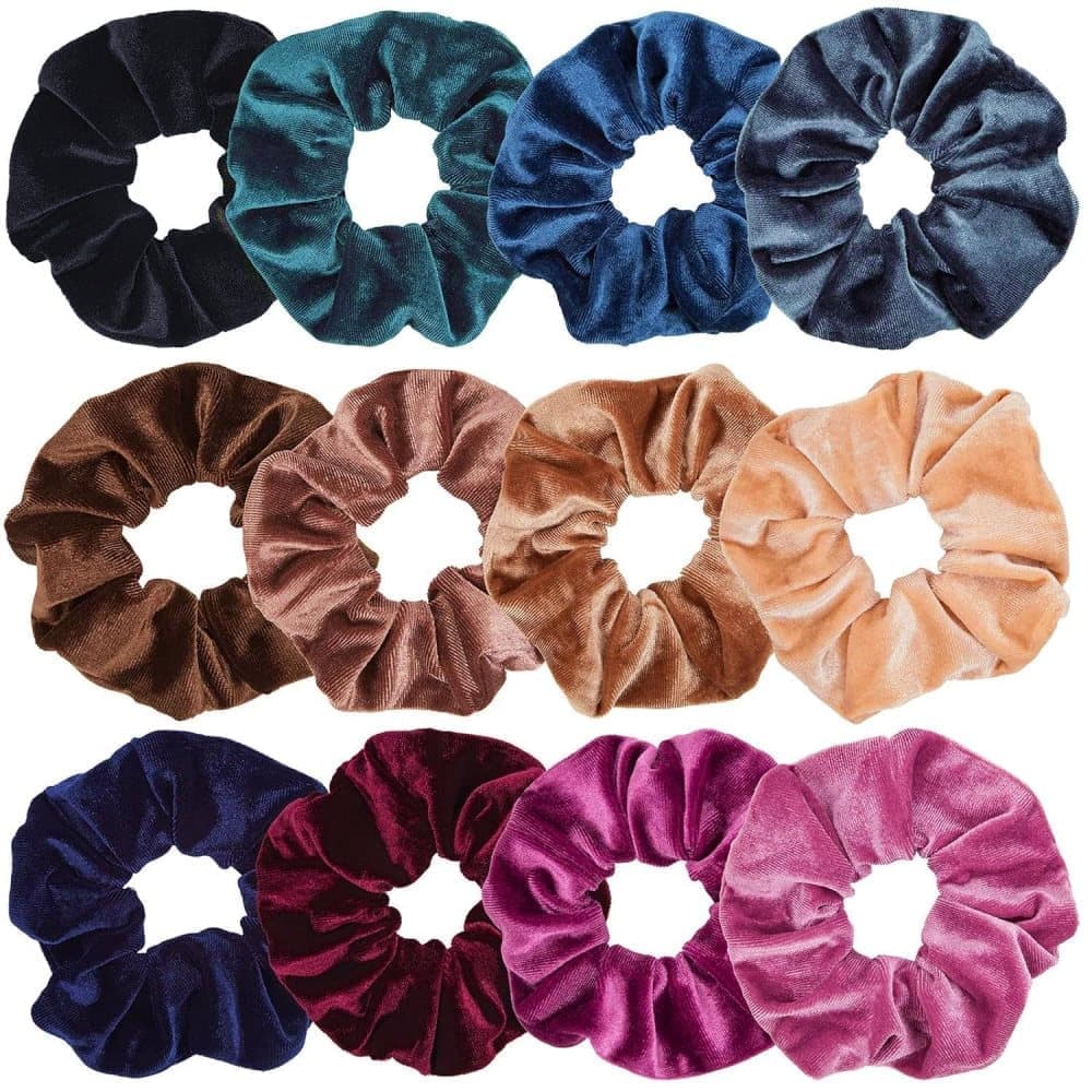 12pcs Velvet Hair Scrunchies for Women, Large Size - Image 1