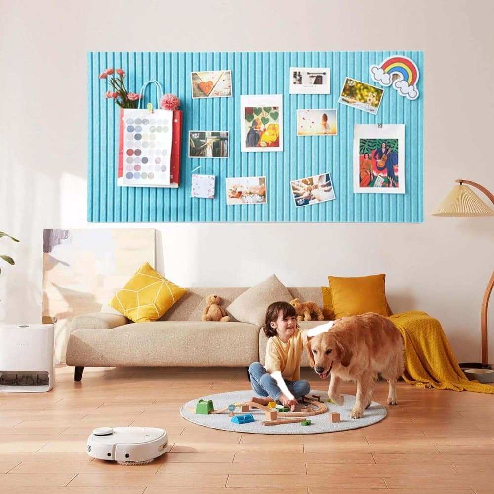 Blue Self-Adhesive Photo Board, Decorative Cork and Wall Panel Bulletin Board with Acoustic Panels for Photos and Messages, for Home and Office, 30x30cm - Image 3