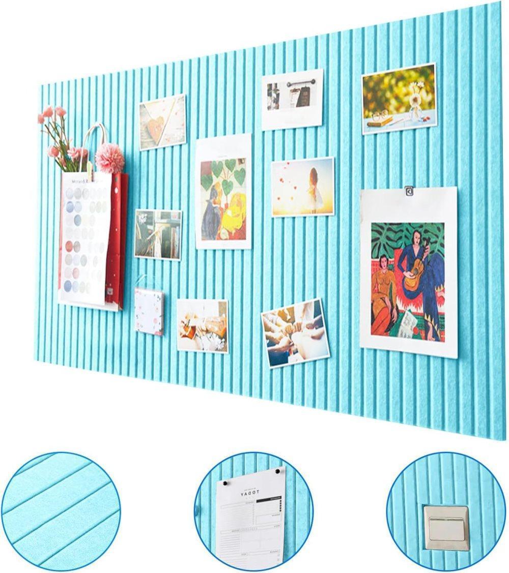 Blue Self-Adhesive Photo Board, Decorative Cork and Wall Panel Bulletin Board with Acoustic Panels for Photos and Messages, for Home and Office, 30x30cm - Image 5