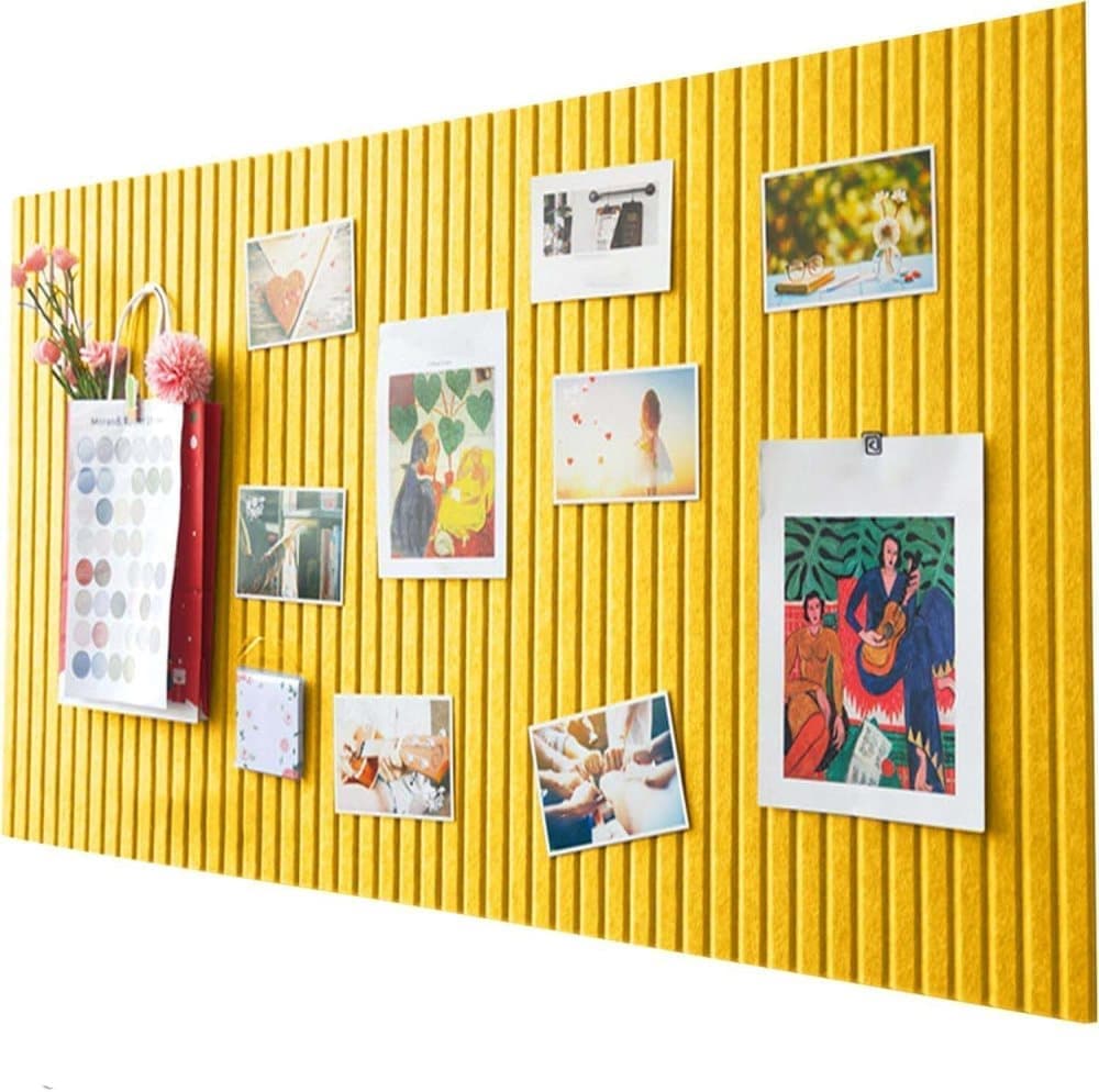 Yellow Self-adhesive Photo Board, Decorative Cork and Wall Panel Bulletin Board with Acoustic Panels for Photos and Messages, for Home and Office, 30x30cm - Image 1