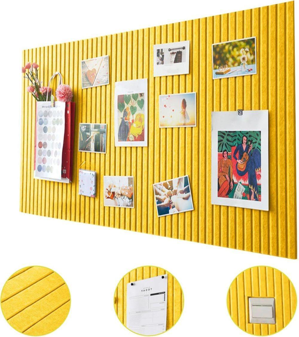 Yellow Self-adhesive Photo Board, Decorative Cork and Wall Panel Bulletin Board with Acoustic Panels for Photos and Messages, for Home and Office, 30x30cm - Image 4