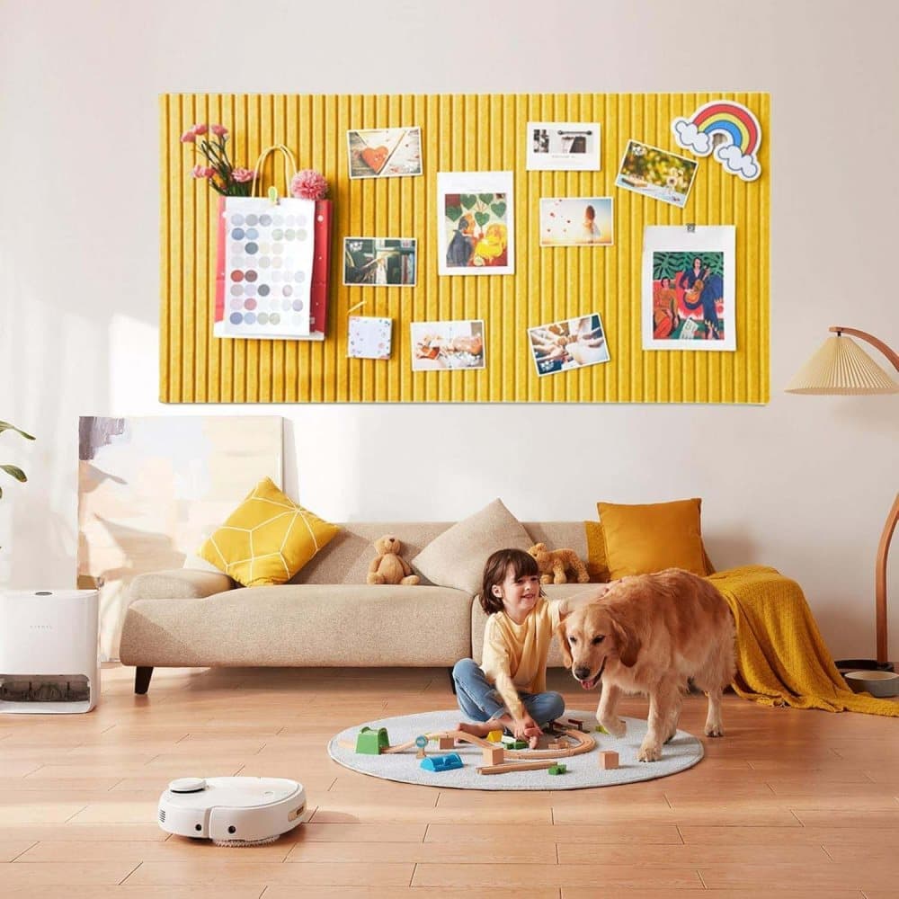 Yellow Self-adhesive Photo Board, Decorative Cork and Wall Panel Bulletin Board with Acoustic Panels for Photos and Messages, for Home and Office, 30x30cm - Image 5