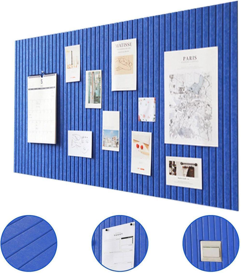 Self-adhesive photo board, decorative cork and wall panel bulletin board with acoustic panels for photos and messages, for home and office, 30x45cm, Dark blue - Image 4