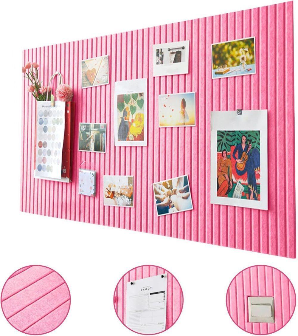 Self-adhesive photo board with decorative cork and acoustic panels for photos and messages, compatible with home and office decor, pink, 40x60cm - Image 3
