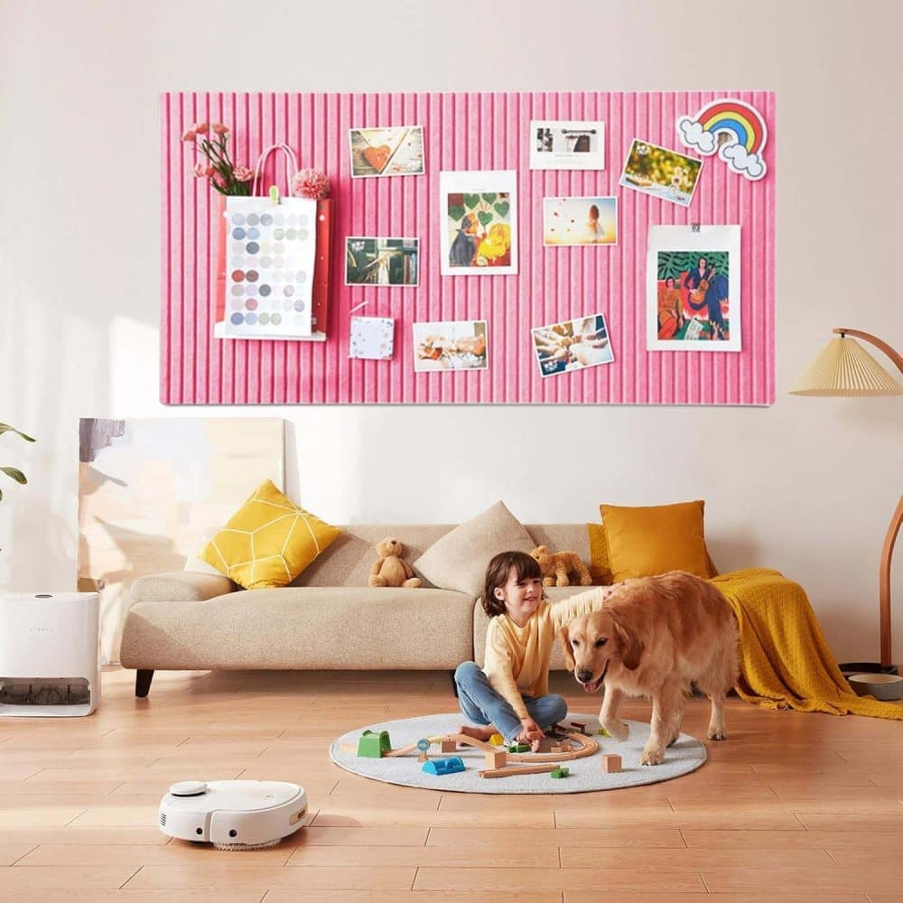Self-adhesive photo board with decorative cork and acoustic panels for photos and messages, compatible with home and office decor, pink, 40x60cm - Image 4