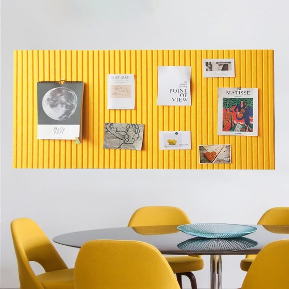 40x60cm Self-Adhesive Photo Board, Decorative Cork Wall Panel Bulletin Board with Acoustic Panels for Photos and Messages, Yellow, for Home and Office - Image 2